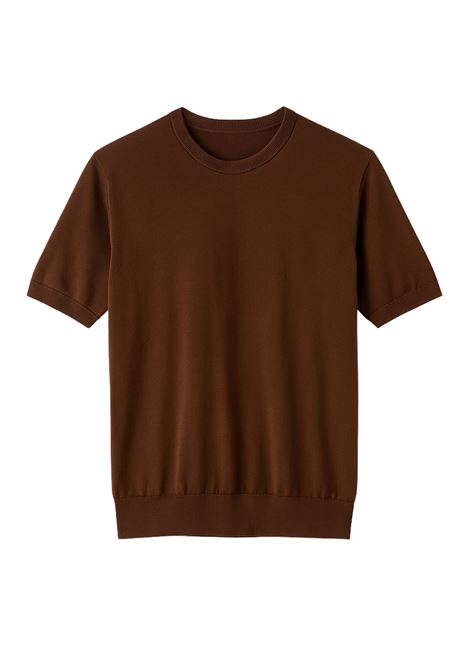 Alpha Studio AU-1020C crepe cotton, urban fit, dark brown sweater: understated, versatile and with attention to detail. ALPHA STUDIO |  | AU-1020C1013
